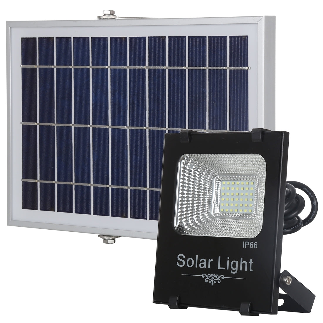 ELECTROPRIME 150W 176 LEDs SMD 2835 IP66 Waterproof Ultra-thin Solar Powered Timing LED Flood Light  with 6V / 0.83A Solar Panel & Remote Control(White Light)