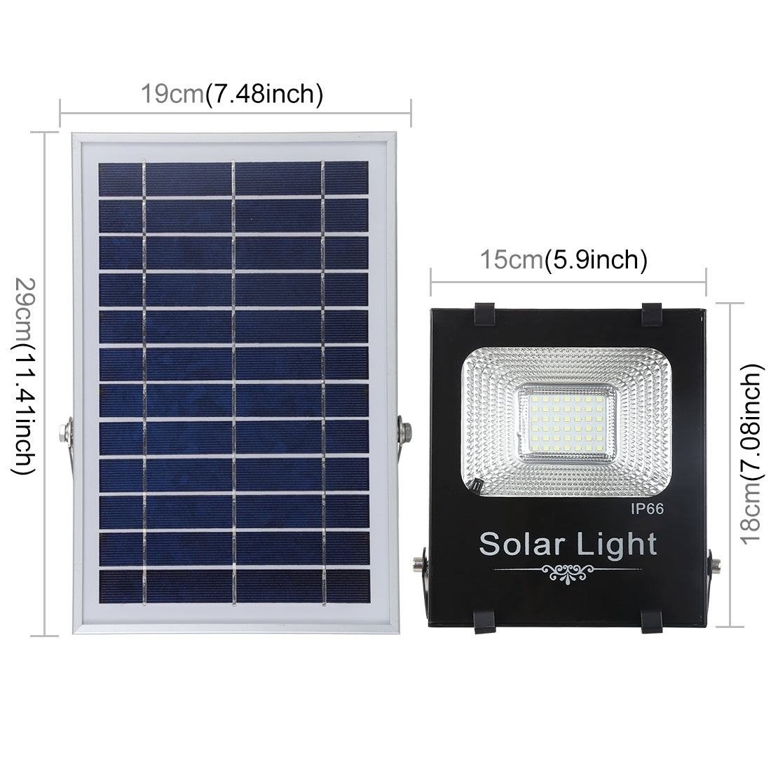 ELECTROPRIME 150W 176 LEDs SMD 2835 IP66 Waterproof Ultra-thin Solar Powered Timing LED Flood Light  with 6V / 0.83A Solar Panel & Remote Control(White Light)