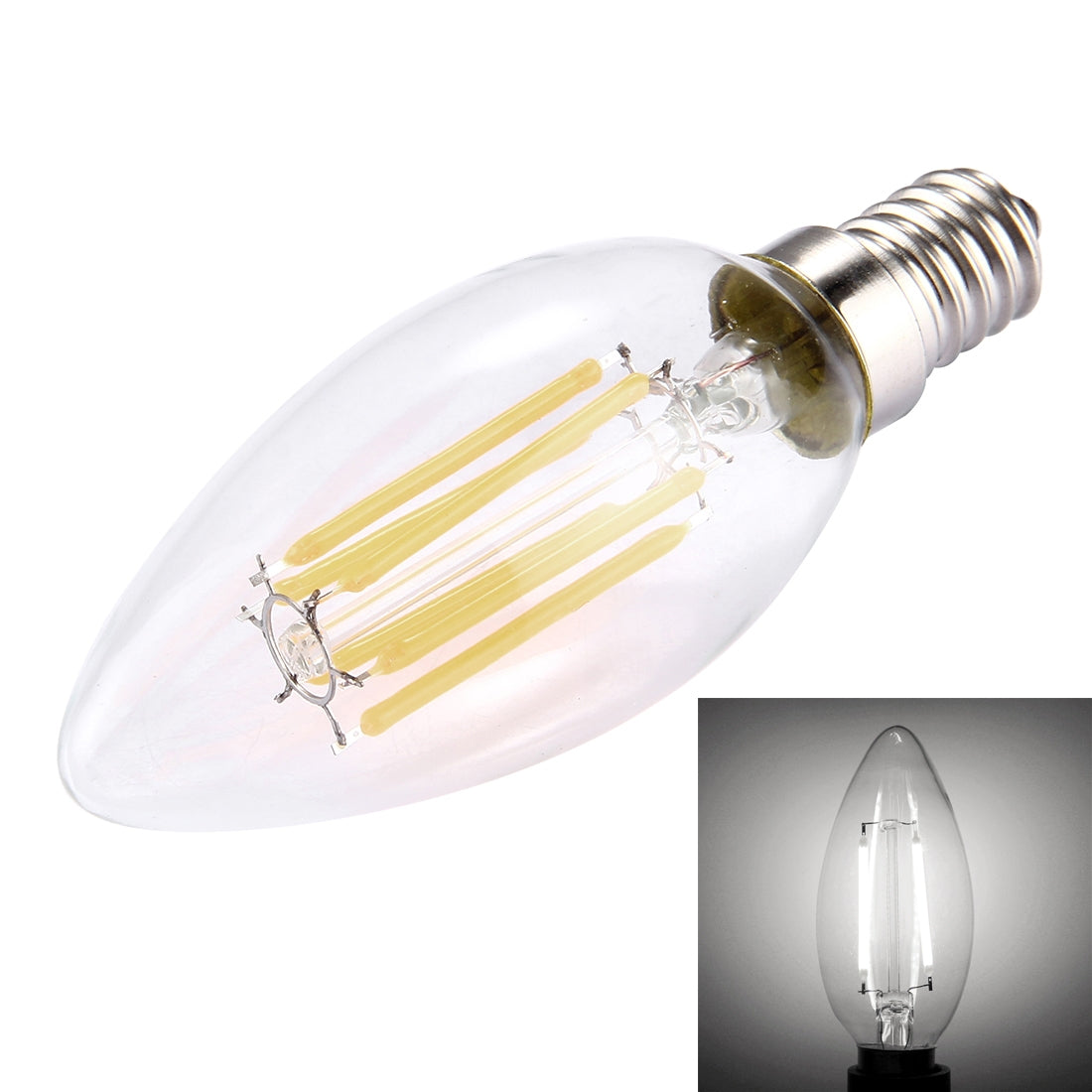 ELECTROPRIME C35 E14 6W Dimmable LED Filament Light Bulb, 6 LEDs 450 LM Retro Energy Saving Light for Halls, AC 220V