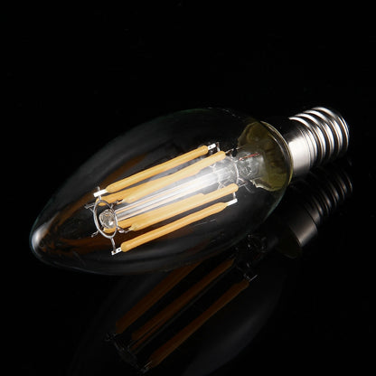 ELECTROPRIME C35 E14 6W Dimmable LED Filament Light Bulb, 6 LEDs 450 LM Retro Energy Saving Light for Halls, AC 220V