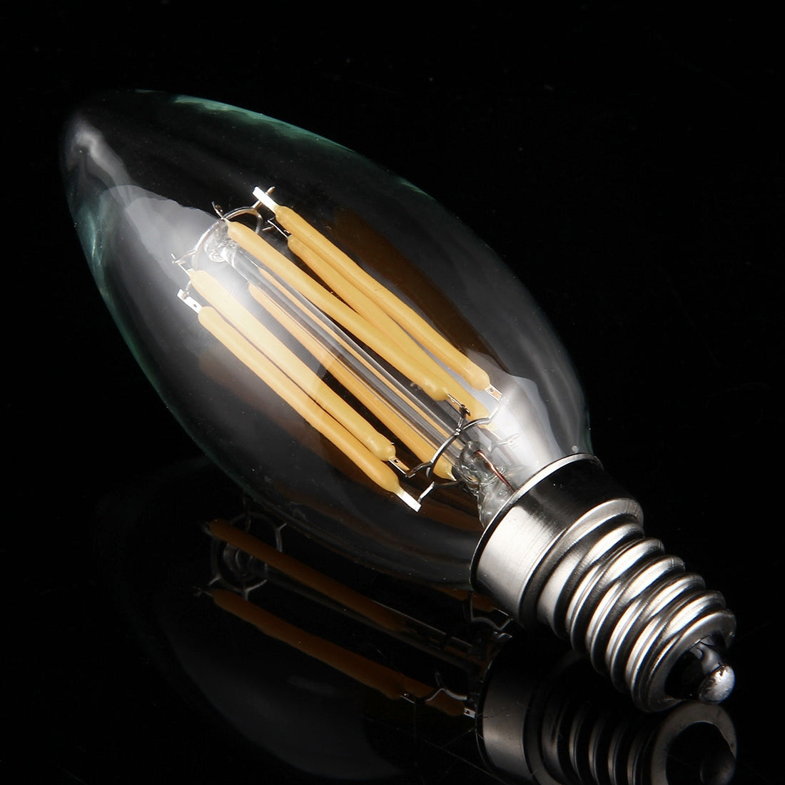 ELECTROPRIME C35 E14 6W Dimmable LED Filament Light Bulb, 6 LEDs 450 LM Retro Energy Saving Light for Halls, AC 220V