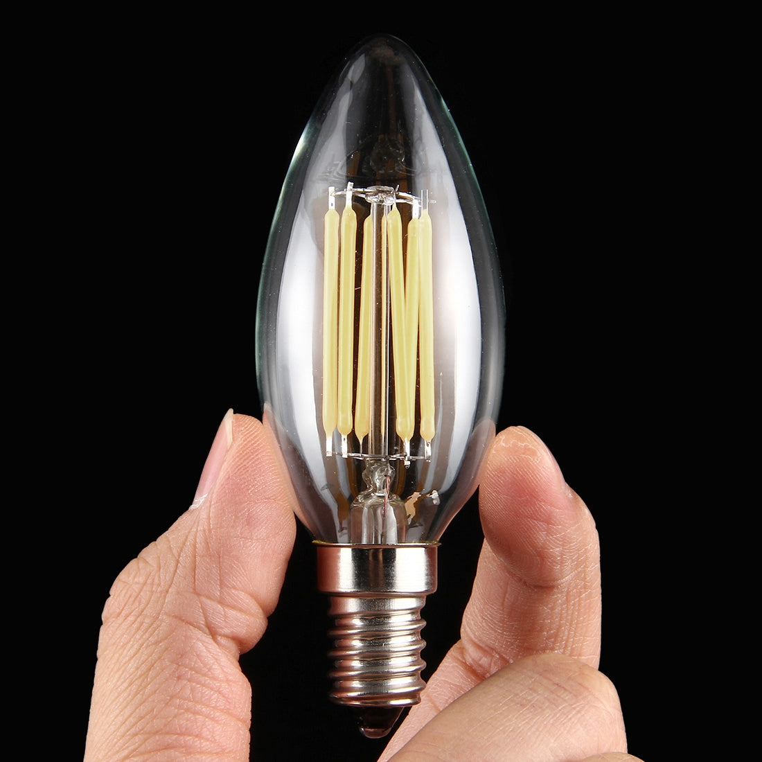 ELECTROPRIME C35 E14 6W Dimmable LED Filament Light Bulb, 6 LEDs 450 LM Retro Energy Saving Light for Halls, AC 220V