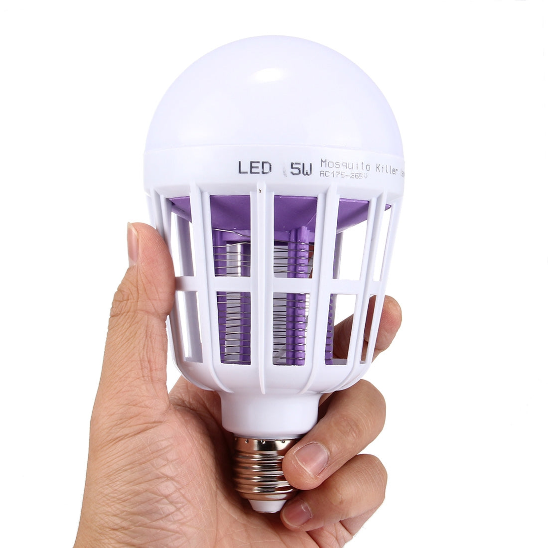 ELECTROPRIME E27 15W White Light + 365 NM Purple Light Mosquito Killer Bulb Lamp, Fly Pest Insects Reject Zapper LED Ball Steep Light, AC 175-265V