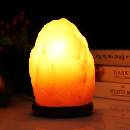 ELECTROPRIME E12 Small Dimmable Himalayan Salt Lamp , Crystal Rock Healthy Table Desk Lamp Night Light with Wood Base & Bulb & Switch, Small Size Weight 1-2KG, AC 110V, US Plug