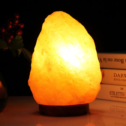 ELECTROPRIME E12 Medium Dimmable Himalayan Salt Lamp , Crystal Rock Healthy Table Desk Lamp Night Light with Wood Base & Bulb & Switch, Medium Size Weight 2-3KG, AC 110V, US Plug