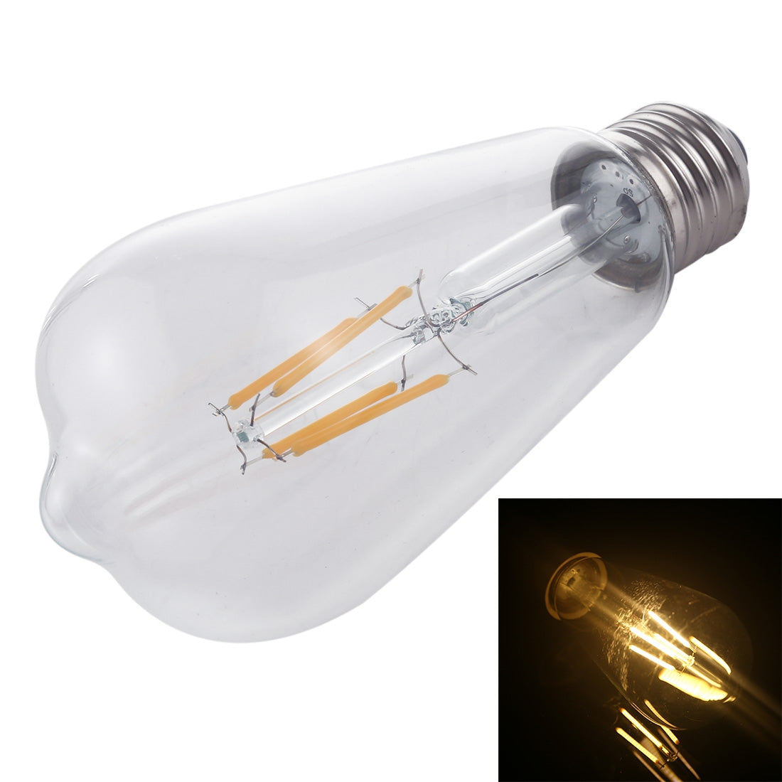 ELECTROPRIME ST64 E27 4W 4 LEDs 600 LM 3000K Retro Dimming LED Filament Light Bulb Energy Saving Light, AC 220V(Warm White)