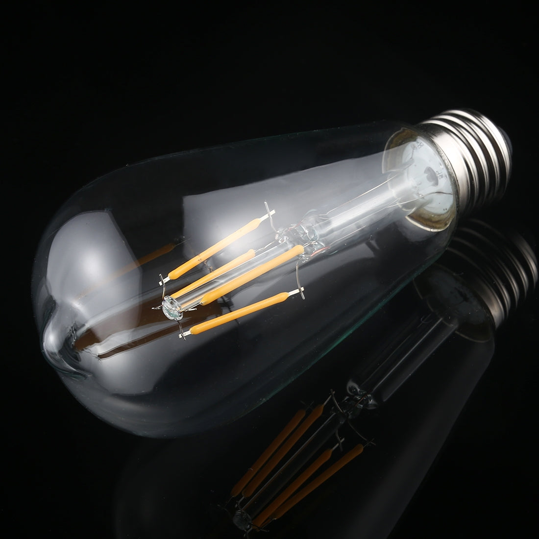 ELECTROPRIME ST64 E27 4W 4 LEDs 600 LM 3000K Retro Dimming LED Filament Light Bulb Energy Saving Light, AC 220V(Warm White)