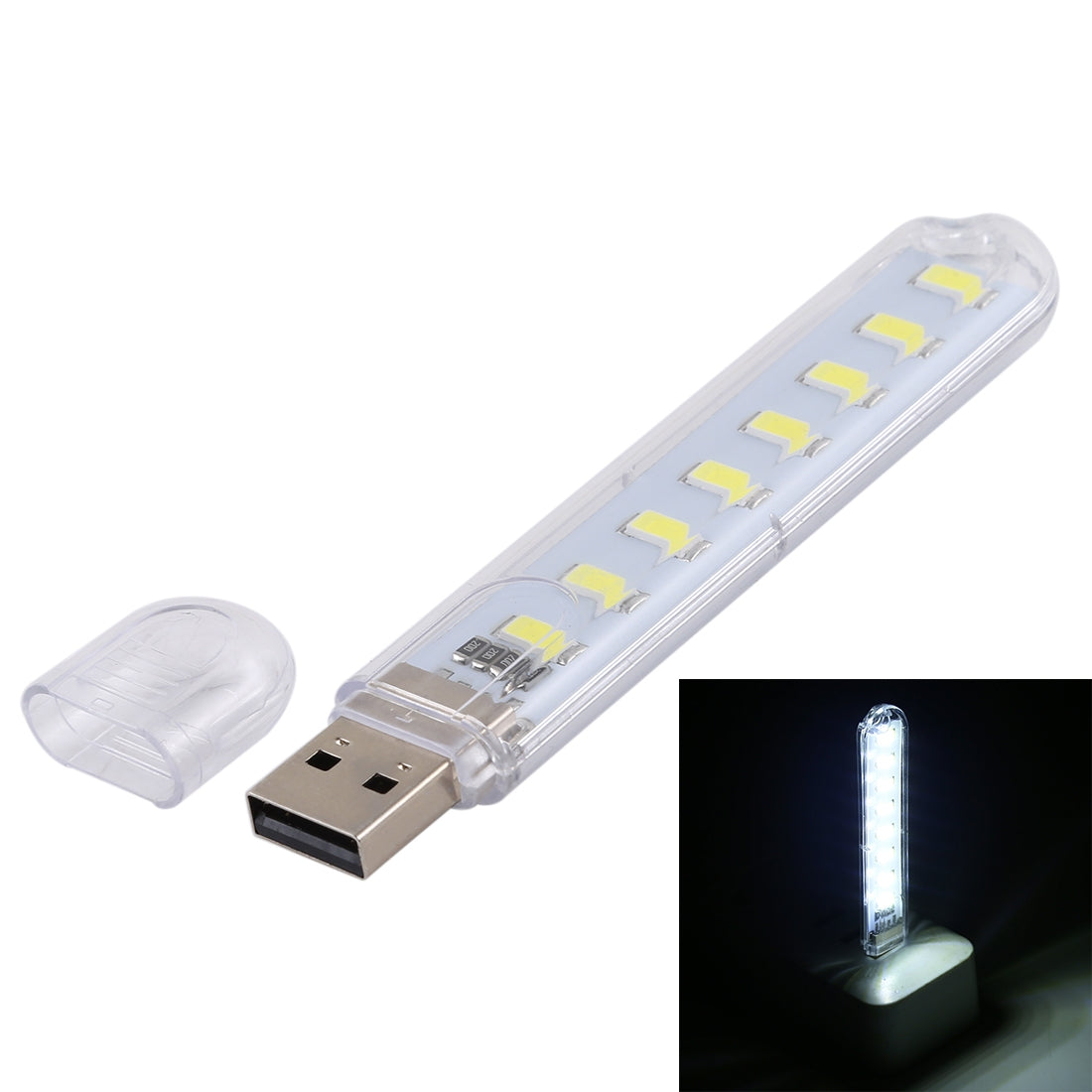 ELECTROPRIME 3W 8 LEDs 5730 SMD USB LED Book Light Portable Night Lamp, DC 5V (White Light)