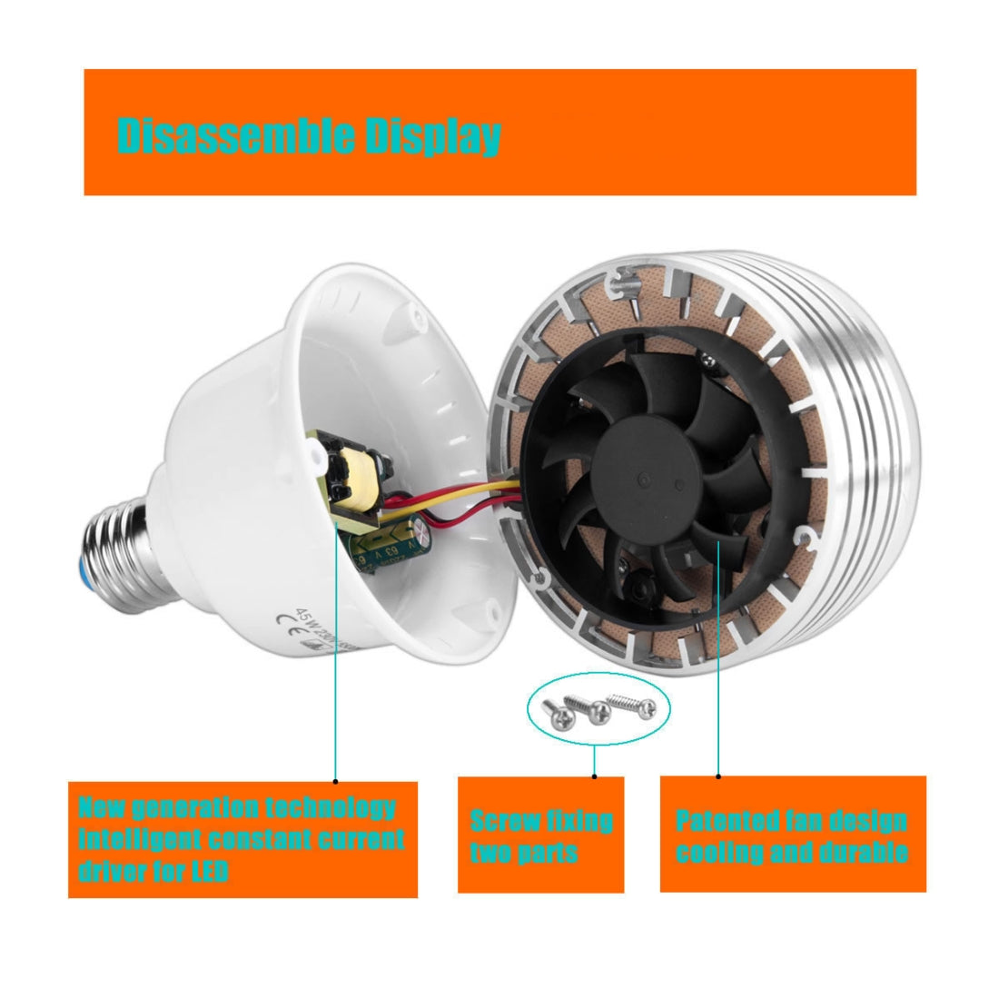 ELECTROPRIME MANTOO PGL45 45W 120V 5500K 5460LM LED Light Bulb for Photography Lighting