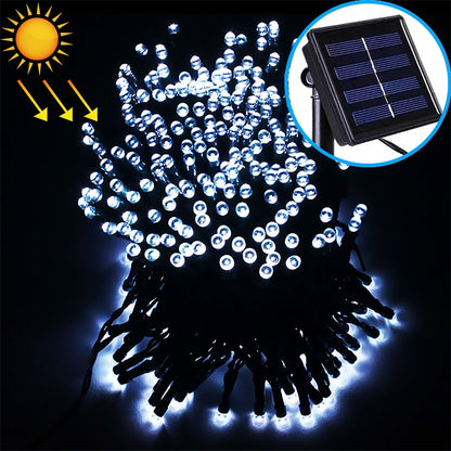 ELECTROPRIME 200 LEDs Outdoor Waterproof Christmas Festival Decoration Solar Lamp String, Length: 22m(White)