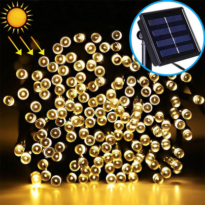 ELECTROPRIME 200 LEDs Outdoor Waterproof Christmas Festival Decoration Solar Lamp String, Length: 22m(Warm White)