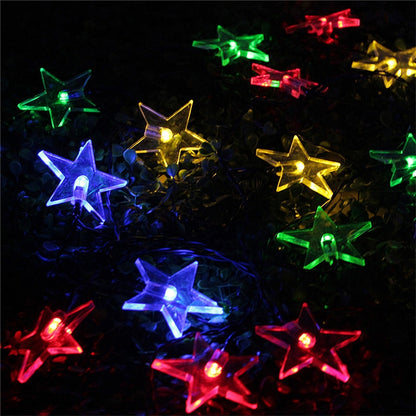 ELECTROPRIME Star Shape 20 LEDs Outdoor Garden Christmas Festival Decoration Solar Lamp String(Colour)