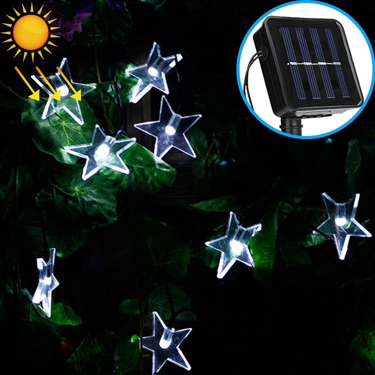 ELECTROPRIME Star Shape 20 LEDs Outdoor Garden Christmas Festival Decoration Solar Lamp String(White)