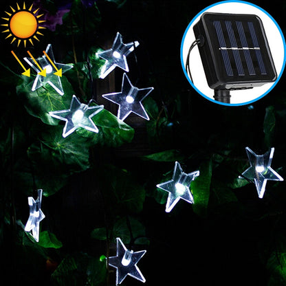 ELECTROPRIME Star Shape 20 LEDs Outdoor Garden Christmas Festival Decoration Solar Lamp String(White)
