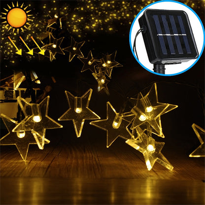 ELECTROPRIME Star Shape 20 LEDs Outdoor Garden Christmas Festival Decoration Solar Lamp String(Warm White)