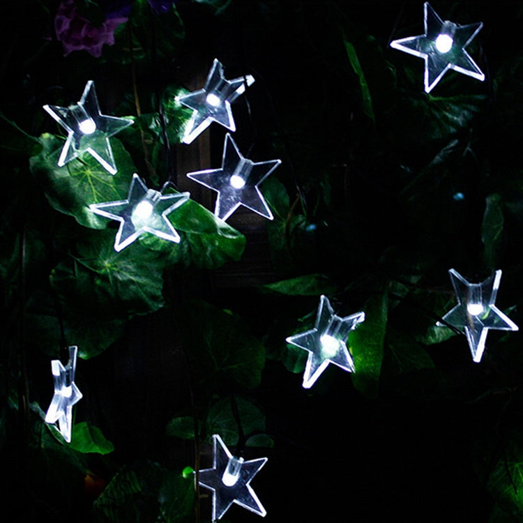 ELECTROPRIME Star Shape 20 LEDs Outdoor Garden Christmas Festival Decoration Solar Lamp String(White)