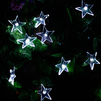 ELECTROPRIME Star Shape 20 LEDs Outdoor Garden Christmas Festival Decoration Solar Lamp String(White)