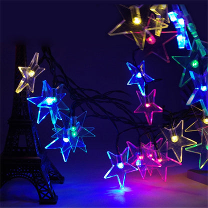 ELECTROPRIME Star Shape 20 LEDs Outdoor Garden Christmas Festival Decoration Solar Lamp String(White)