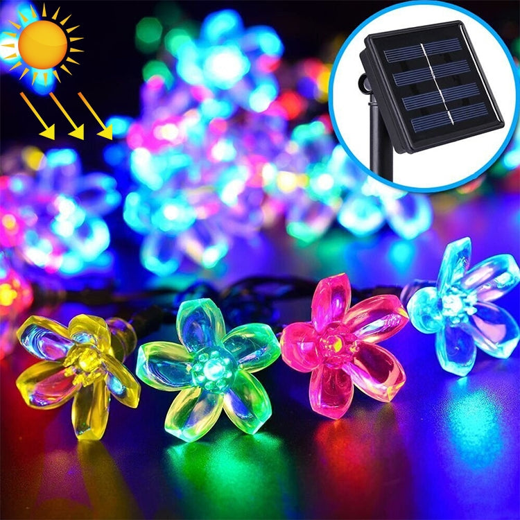 ELECTROPRIME Peach Blossom Shape 50 LEDs Outdoor Garden Waterproof Christmas Spring Festival Decoration Solar Lamp String(Colour)