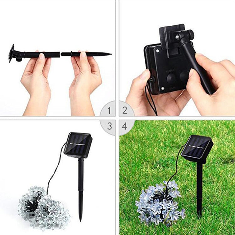 ELECTROPRIME Peach Blossom Shape 50 LEDs Outdoor Garden Waterproof Christmas Spring Festival Decoration Solar Lamp String(Blue)
