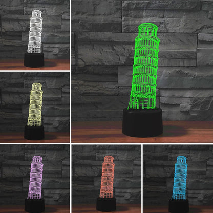 ELECTROPRIME Paris Leaning Tower Shape 3D Colorful LED Vision Light Table Lamp, Crack Remote Control Version