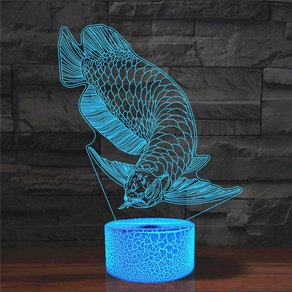 ELECTROPRIME Fish Shape 3D Colorful LED Vision Light Table Lamp, Crack Touch Version
