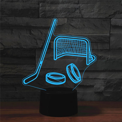 ELECTROPRIME Ice Hockey Shape 3D Colorful LED Vision Light Table Lamp, USB Touch Version