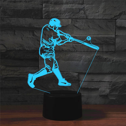 ELECTROPRIME Playing Baseball Shape 3D Colorful LED Vision Light Table Lamp, 16 Colors Remote Control Version