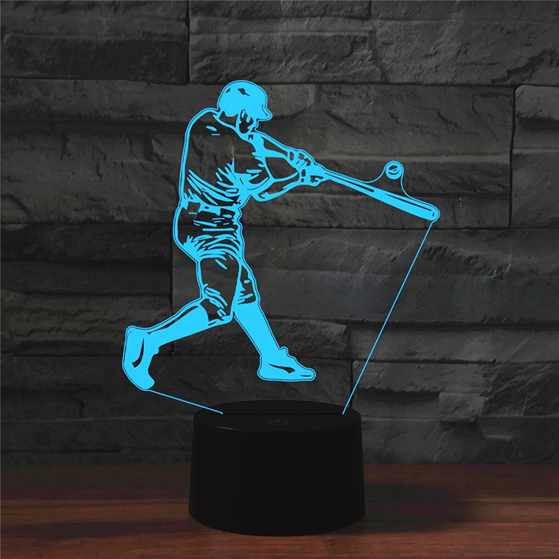 ELECTROPRIME Playing Baseball Shape 3D Colorful LED Vision Light Table Lamp, USB Touch Version