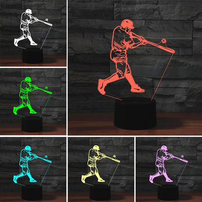 ELECTROPRIME Playing Baseball Shape 3D Colorful LED Vision Light Table Lamp, Crack Remote Control Version