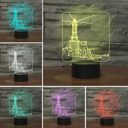 ELECTROPRIME Lighthouse Shape 3D Colorful LED Vision Light Table Lamp, USB Touch Version