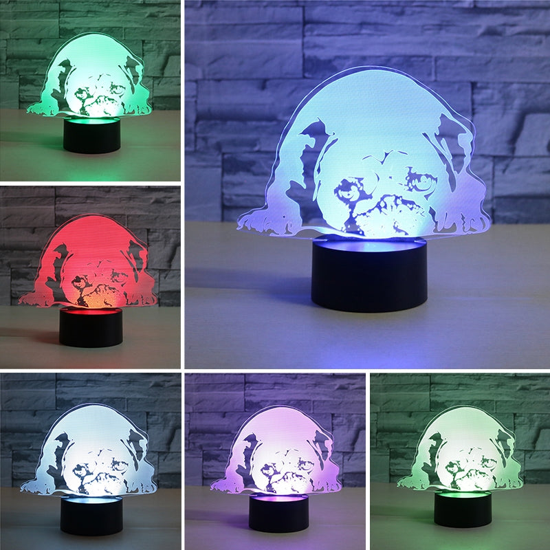ELECTROPRIME Prostrated Dog Shape 3D Colorful LED Vision Light Table Lamp, Crack Remote Control Version