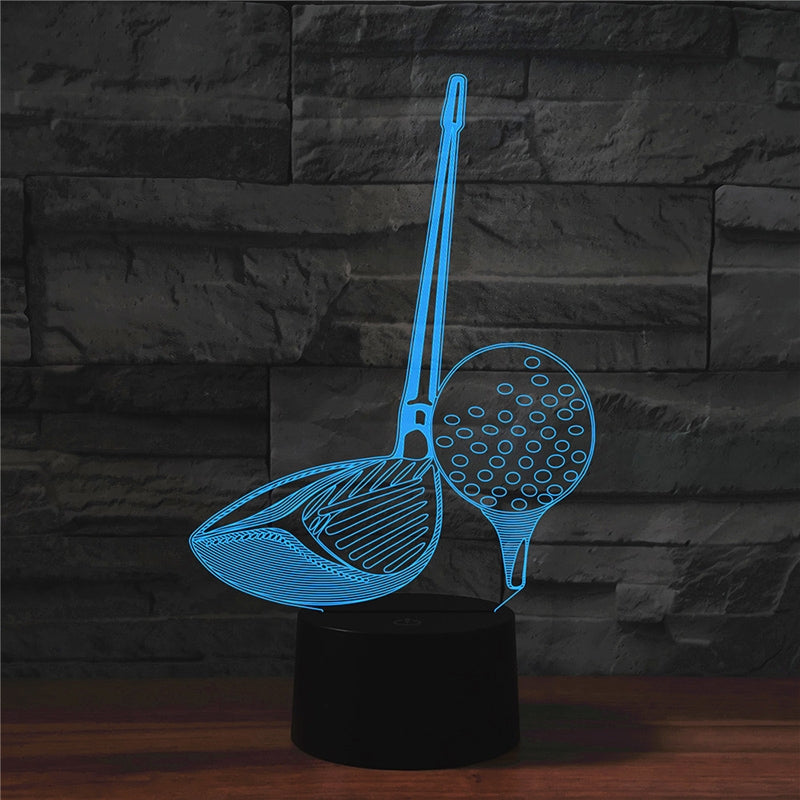 ELECTROPRIME Golf Shape 3D Colorful LED Vision Light Table Lamp, USB Touch Version