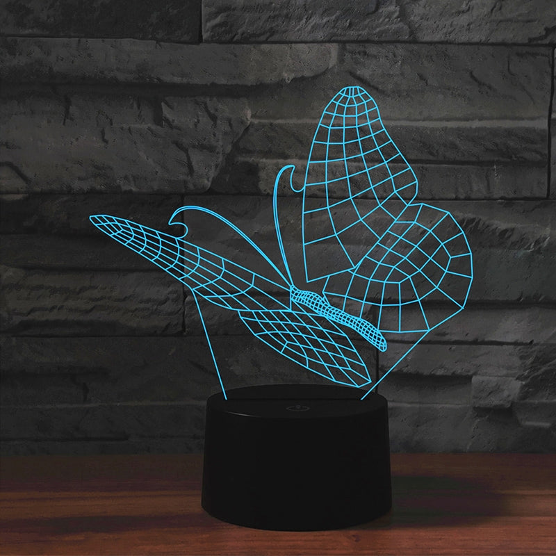 ELECTROPRIME Butterfly Shape 3D Colorful LED Vision Light Table Lamp, Charging Touch Version