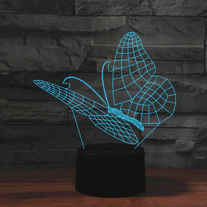 ELECTROPRIME Butterfly Shape 3D Colorful LED Vision Light Table Lamp, Charging Touch Version