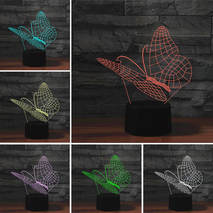 ELECTROPRIME Butterfly Shape 3D Colorful LED Vision Light Table Lamp, Charging Touch Version