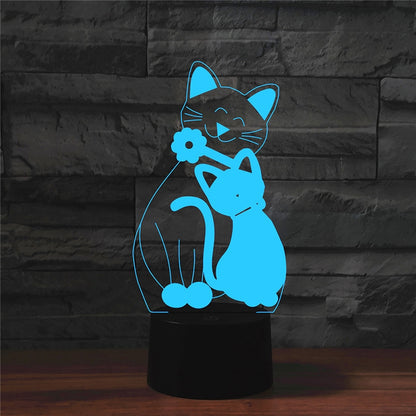ELECTROPRIME Cat Shape 3D Colorful LED Vision Light Table Lamp, Crack Remote Control Version
