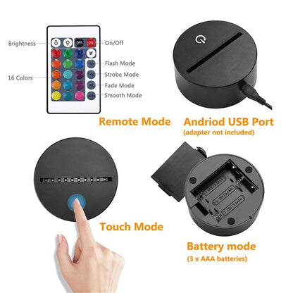 ELECTROPRIME Umbrella Shape 3D Colorful LED Vision Light Table Lamp, USB Touch Version