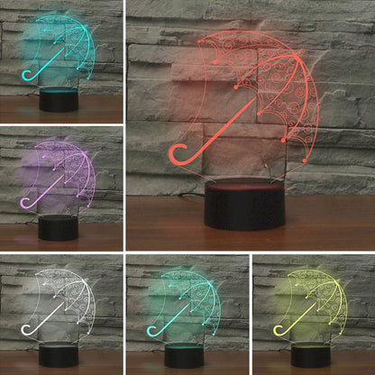 ELECTROPRIME Umbrella Shape 3D Colorful LED Vision Light Table Lamp, Crack Touch Version