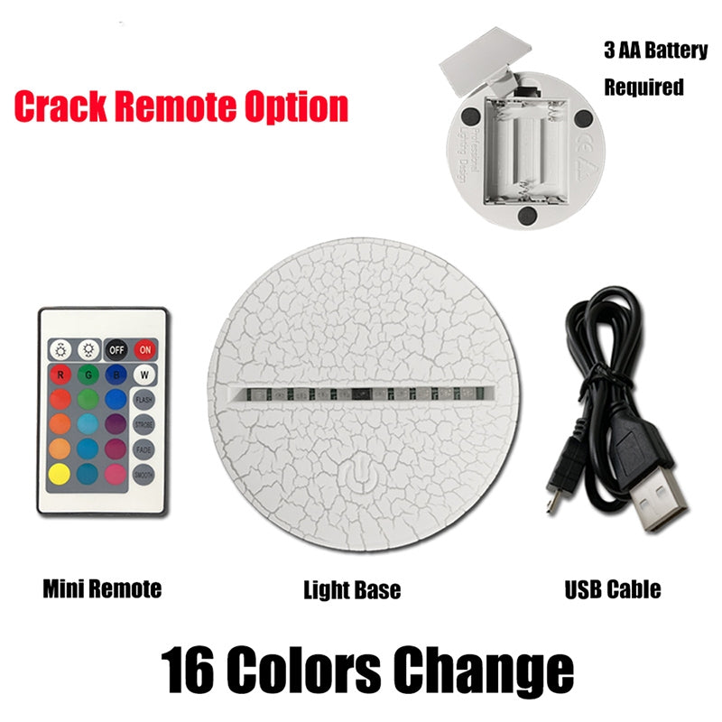 ELECTROPRIME Skiing Shape 3D Colorful LED Vision Light Table Lamp, Crack Remote Control Version