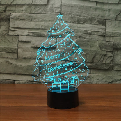 ELECTROPRIME Christmas Tree Shape 3D Colorful LED Vision Light Table Lamp, USB Touch Version