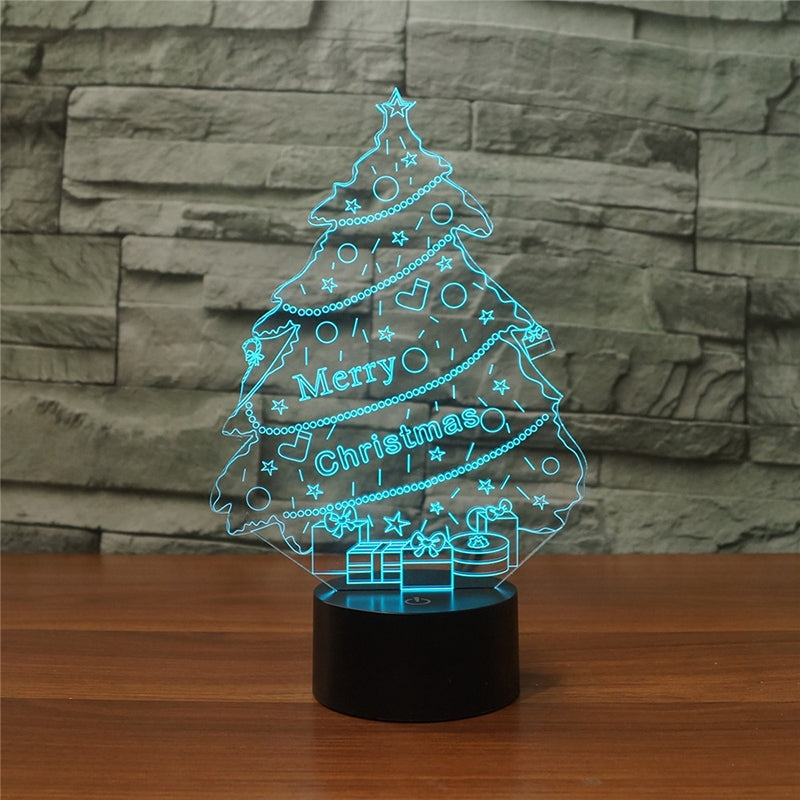 ELECTROPRIME Christmas Tree Shape 3D Colorful LED Vision Light Table Lamp, Crack Touch Version