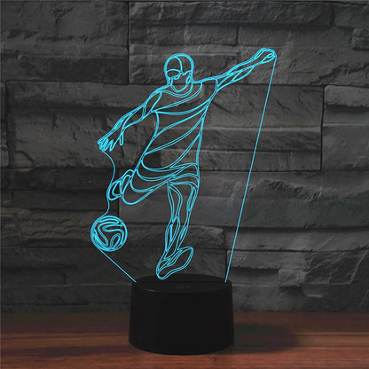 ELECTROPRIME Playing Football Shape 3D Colorful LED Vision Light Table Lamp, 16 Colors Remote Control Version