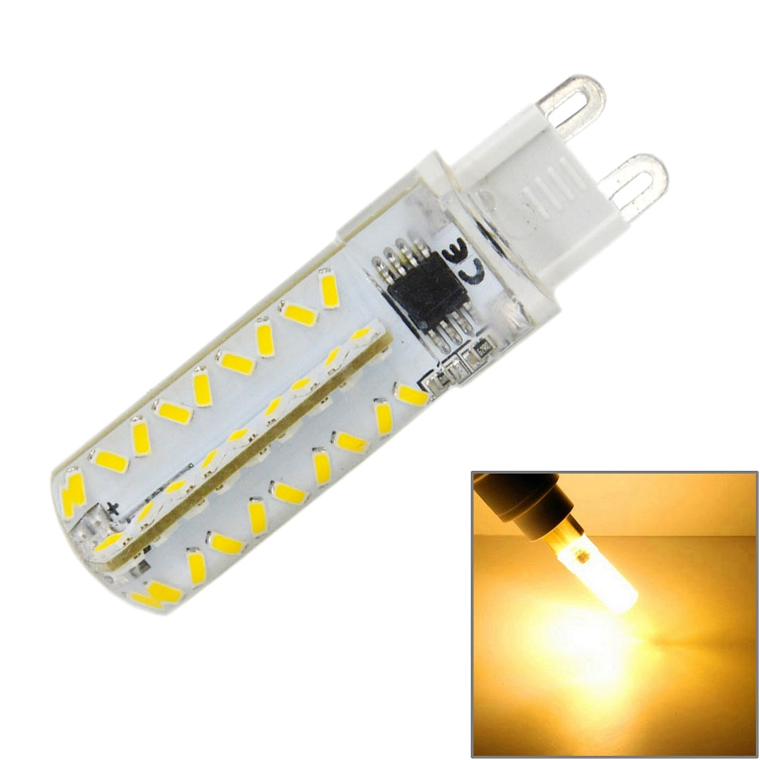 ELECTROPRIME G9 5W 450LM 72 LED SMD 3014 Dimmable Silicone Corn Light Bulb,  AC 110V (Warm White)