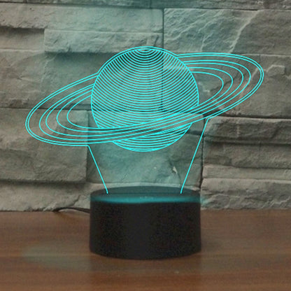 ELECTROPRIME Saturn Shape 3D Colorful LED Vision Light Table Lamp, Crack Remote Control Version
