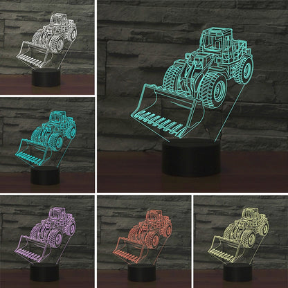 ELECTROPRIME Excavator Shape 3D Colorful LED Vision Light Table Lamp, 16 Colors Remote Control Version