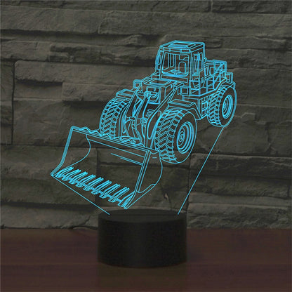 ELECTROPRIME Excavator Shape 3D Colorful LED Vision Light Table Lamp, Crack Touch Version