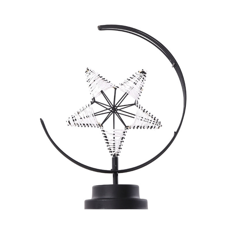 ELECTROPRIME Star Moon Shape Iron Night Light Decorative Light, USB Version (Black)