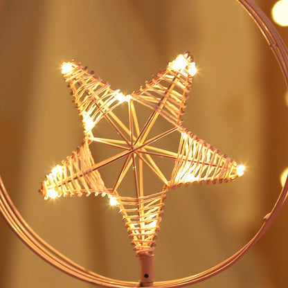 ELECTROPRIME Star Moon Shape Iron Night Light Decorative Light, USB Version (Pink)