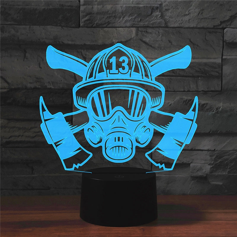 ELECTROPRIME Fire Fighting Shape 3D Colorful LED Vision Light Table Lamp, 16 Colors Remote Control Version